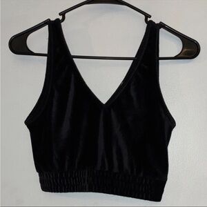 Double Zero Black Velvet Women's Crop Top Sz S